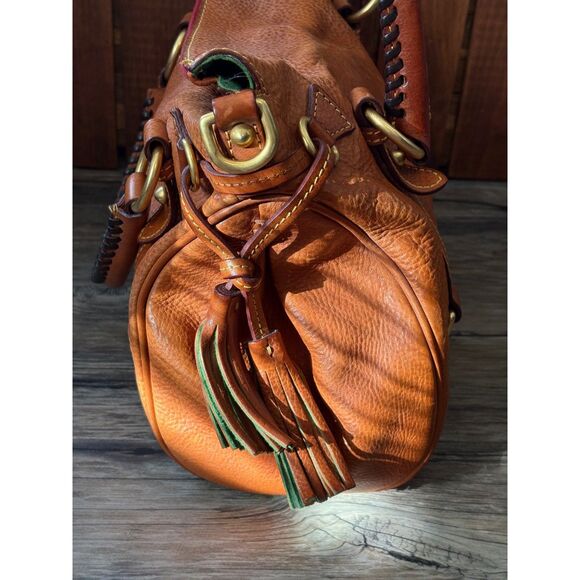 Dooney & Bourke Natural Brown Florentine Leather Satchel Top Handle Bag Purse - Picture 15 of 16